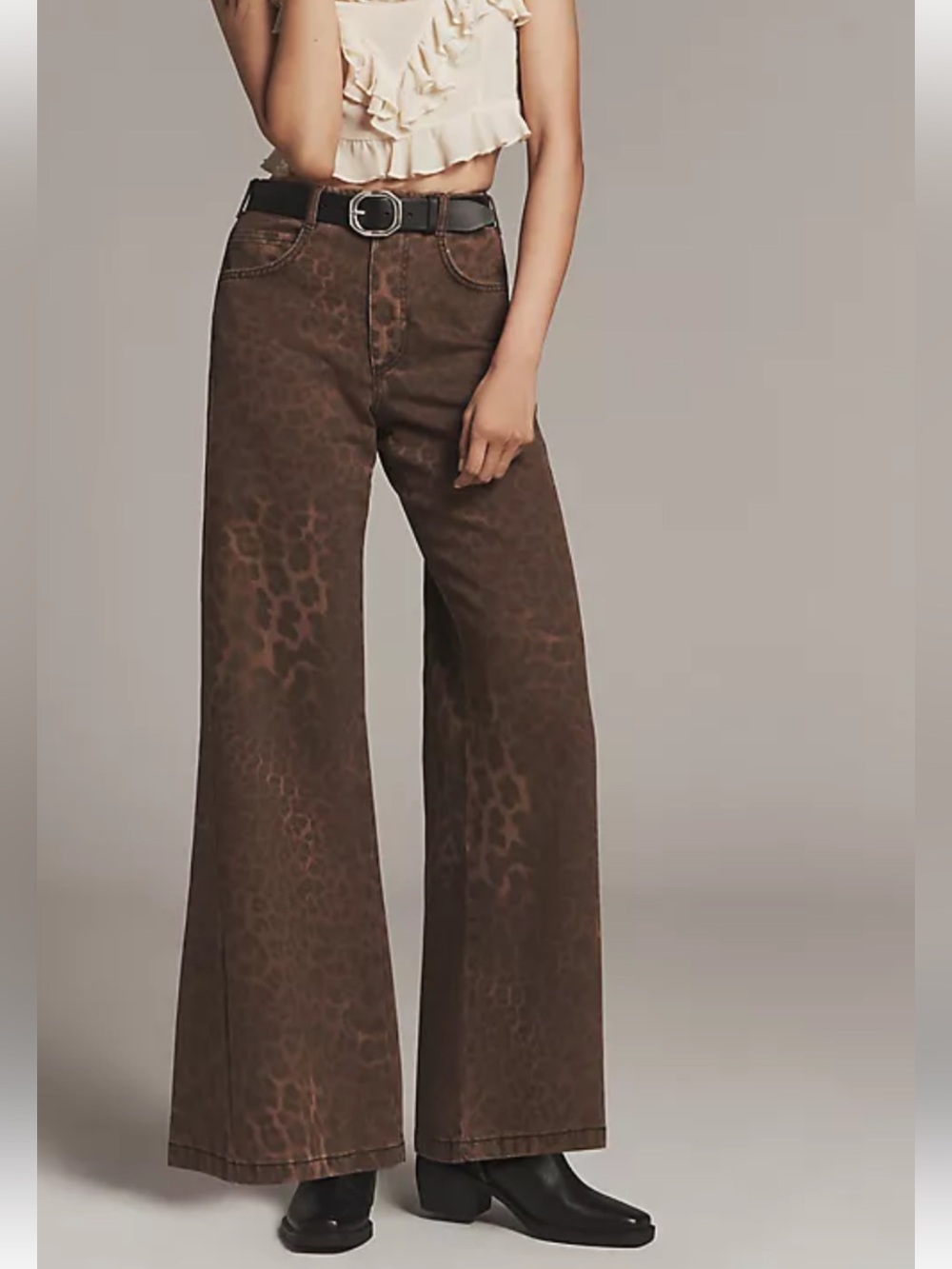 Pilcro Adi flare mid rise leaped print jeans